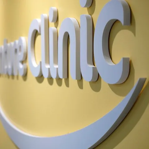 The Denture Clinic sign at reception